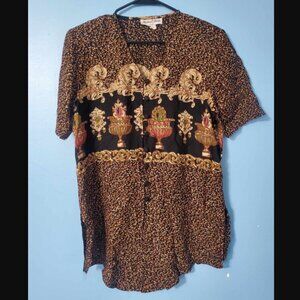 328- Michael Blake Short Sleeve Button Front Top Size 8